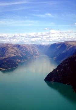 This photo of the magnificent view of Lysefjorden taken from the Pulpit Rock in Stavenger, Norway was taken by Karsten Hamre of Belfast, Ireland.